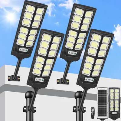 Solar-Straßenleuchte 528 LEDs, 6500K, IP67, 4er-Set