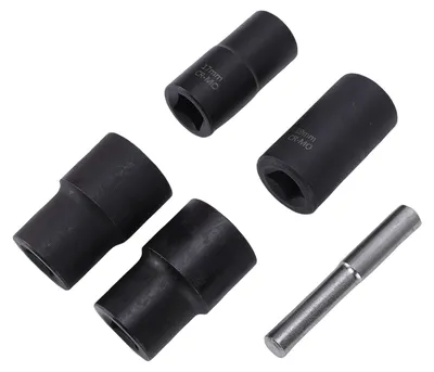 Produktbild von 5-teiliges Werkzeug-Set zum Entfernen von Radmuttern, robuster Bolzenausdreher, Stecknuss für abisolierte Schrauben 17, 19, 21, 22 mm, 5-teilig