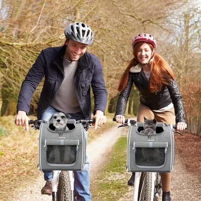 Produktbild von Hundenfietsmand für Kleine Hunde und Katzen - Multifunktionale Fahrradtasche mit Öffnungen