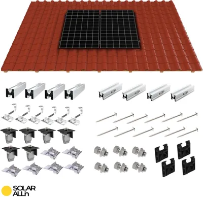 Produktbild von PV Montagesystem für Schrägdach Ziegeldach 2 Solarmodule 1-reihige Hochkant-Verlegung