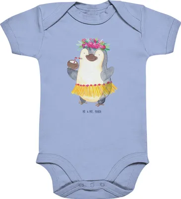Produktbild von Mr. & Mrs. Panda babykleidung body Pinguin Kokosnuss 12. - 18. Monat - Dusty Blue - Geschenk, Aloha, Urlaub, Strampler Baby, Babystrampler, Hawaii, Babybody, Erholt