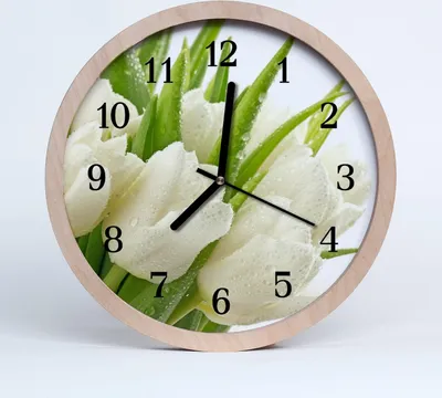 Produktbild von Holzuhr 20fi cm wanduhr - Tulpen Blumen