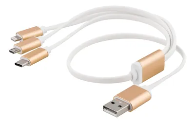 Obrázek produktu pro Epzi kabel 3 v 1 Lightning/Micro/USB-C - 0,5 m - zlatý