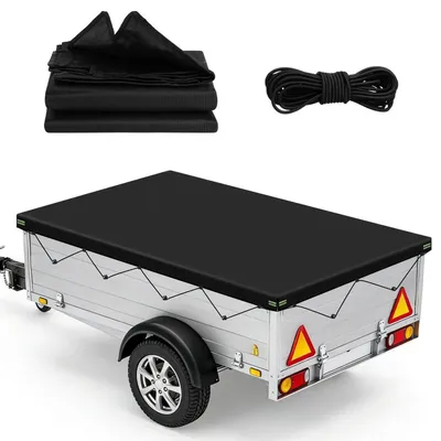 Produktbild von Anhängerplane Flachplane 152x91x8 cm 600D Wasserdicht Schwarz mit Ösen
