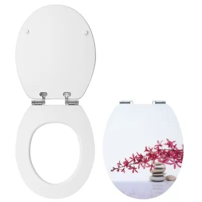 Zdjęcie produktu dla Wirquin 20719925, wydłużona, twarda deska sedesowa, wielokolorowa, biała, akryl, drewno, 370 mm, 480 mm