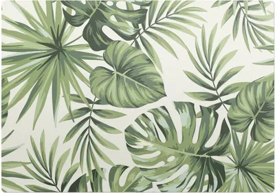 Produktbild von Tropische Blätter – Bodenschutzmatte – Stuhlunterlage 100x70 cm – Rutschfest – Hartbodenmatte
