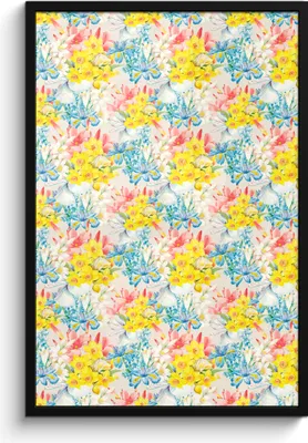 Produktbild von MuchoWow® MuchoWow® Gerahmtes Poster Blumen - Vintage - Farben 60x90 cm - Poster mit zchwarzem Bilderrahmen - Kunst