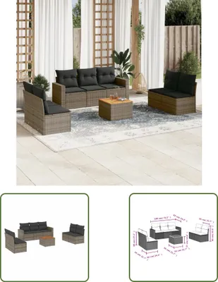 Produktbild von The Living Store 8-tlg. Garten-Sofagarnitur mit Kissen Grau Poly Rattan