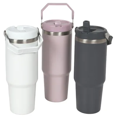 Produktbild von Isolierbecher 800ml Thermobecher Trinkbecher mit Strohhalm und Henkel To Go Becher Kaffeebecher Reisebecher