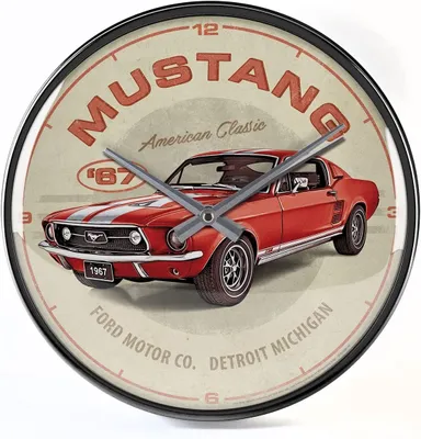 Immagine prodotto di Nostalgic-Art - Orologio da parete - Ford Mustang - GT 1967 Rosso