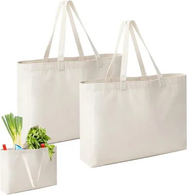 Productafbeelding van Katoenen tas 45 x 35 x 8 cm, voor boodschappen, herbruikbaar, onbedrukt