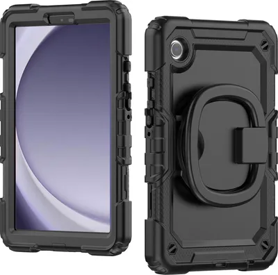 Produktbild von Mobilize Rotating Defender Samsung Galaxy Tab A9 (2023) Hülle Kunststoff,Silikon Backcover + Schulterträger + Ständer - Schwarz