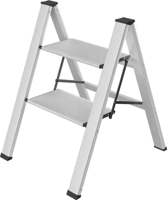Produktbild von Haushaltsleiter – 2 Stufen – Aluminium – Klappbar – Mit Anti-Rutsch – Leichtgewicht – Max. 150 kg
