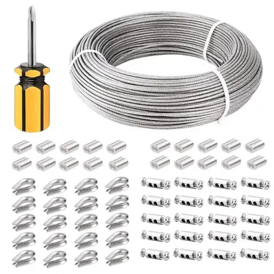 Imagen del producto de Kit de cable de acero multifuncional, 100 metros, 3 mm