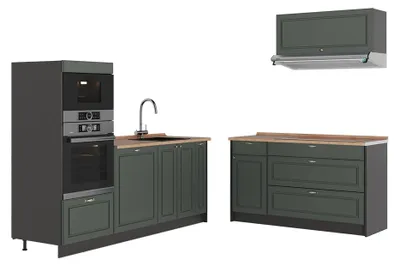 Obrázok produktu pre Kuchyňa Vicco Fame-Line Zelený a zlatý vidiecky dom/antracitová 340 cm, AP Oak, Model 63866