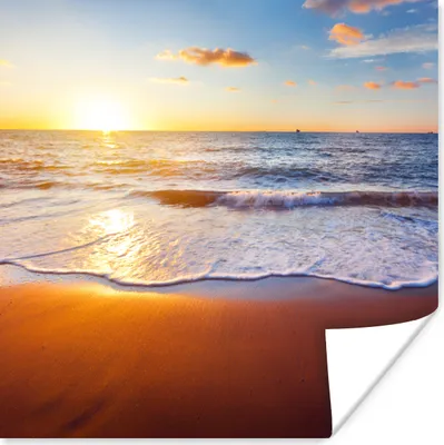 Produktbild von MuchoWow® Poster Strand - Meer - Sonne - Horizont 30x30 cm - Wandposter - Printing
