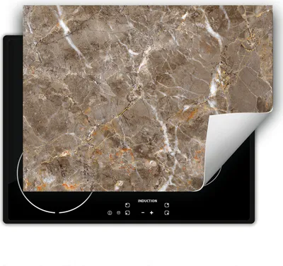 Produktbild von DarHaus Herdabdeckplatte 70x52 cm Anti Rutsch Matte Aufrollbar, grau - Marmor