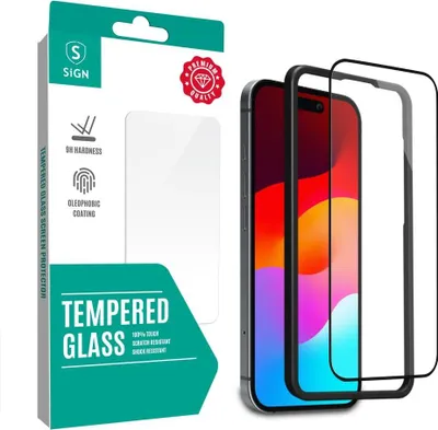 Produktbild von Full Cover Displayschutz aus gehärtetem Glas für iPhone 16 Plus mit Montagerahmen