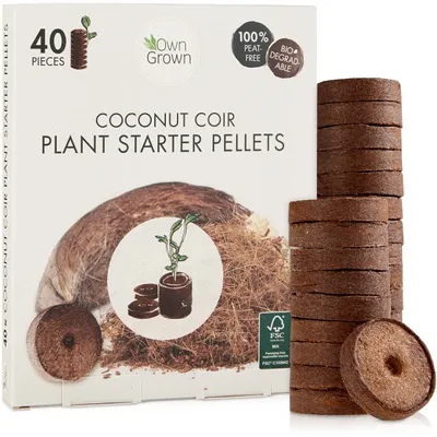 Produktbild von OwnGrown Kokos Frühlingstabletten mit Nährstoffen - 40 Stück gepresste Kokoserde zur Pflanzenanzucht ohne Spikes, torffrei - Anzuchterde Kokos