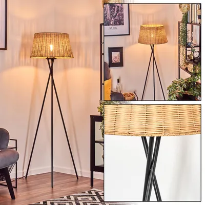 Produktbild von Dello Stehlampe aus Metall/Wiener Geflecht/Rattan in Schwarz/Natur