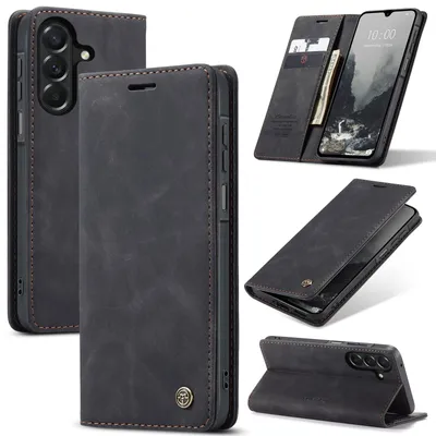 Produktbild von Hülle für Samsung Galaxy A27 Retro Kunstledertasche mit Standfunktion Schutzhülle Schwarz