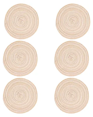 Produktbild von 6 Stück runde Tischsets, geflochten, wärmeisolierend, rutschfest, stabil, sehr langlebig, breite Anwendung, Tischsets für Zuhause, Party, Beige