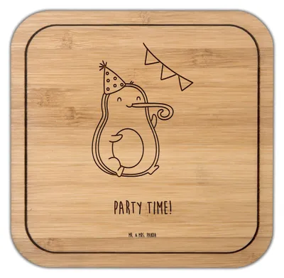Produktbild von Mr. & Mrs. Panda Tischuntersetzer Avocado Party Zeit - Transparent - Geschenk, Coaster, gläseruntersetzer, Untersetzer Kork, Genießen, Happy Birthday, Geburtstag, Feier