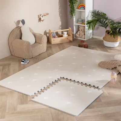 Produktbild von Volero - Puzzlematte - Alfie Stars Grau/Beige - 120x180cm - Kinderzimmer, Babyzimmer