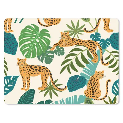 Produktbild von MuchoWow® Mauspad Mousepad Dschungel - Leopard - Pflanzen - Muster - Mädchen - Jungen 23x19 cm - Mousepads - Maus Mat - Pad - Mausunterlage - Schreibtischunterlage - Mauspad