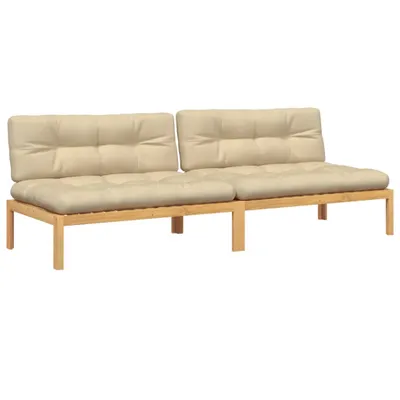 Produktbild von Garten-Mittelsofas aus Paletten 2 Stk. mit Kissen Akazienholz