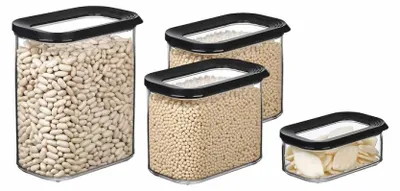 Produktbild von Mepal Modula Vorratsdosen Set 4-teilig | 1x 425 ml, 2x 1000 ml, 1x 1500 ml | luftdicht & stapelbar | Aufbewahrungsboxen für Lebensmittel | spülmaschinengeeignet | Nordic Black