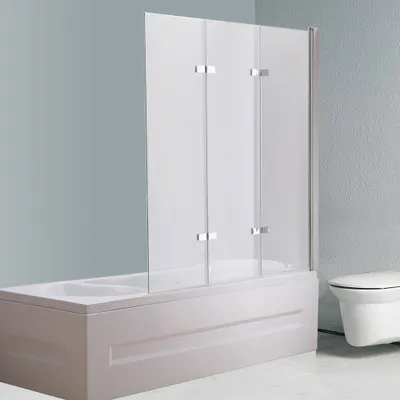 Produktbild von Mucola Duschabtrennung Badewannen Badewannenaufsatz ESG Glas Duschtrennwand  Badewannenfaltwand Duschwand - 140x130cm