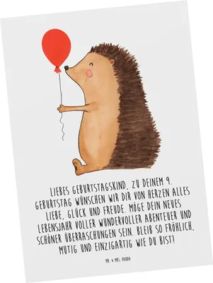 Produktbild von Mr. & Mrs. Panda Postkarte 9. Geburtstag Glück - Weiß - Geschenk, Ansichtskarten, Geburtstagsgeschenk, Abenteuer, Grußkarte, Happy Birthday, Ansichtskarte, bildkarte