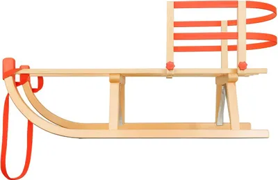 Immagine prodotto di INDUSTORM Slitta in legno con schienale, slitta in legno per bambini e adulti, slitta vintage con corna – HELENKA pattini diritti, non pieghevoli