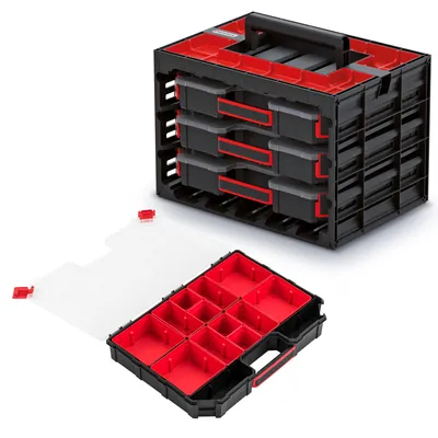 Obrázok produktu pre Triediaci box Skriňa na náradie 29 x 41,5 x 29,5 cm s 3 organizátormi s krabicemi