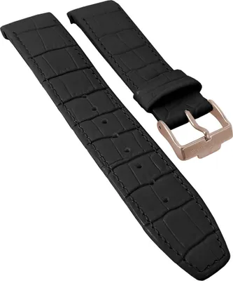 Produktbild von Jacques Lemans Porto > Uhrenarmband schwarz Leder Krokooptik > 1-1810