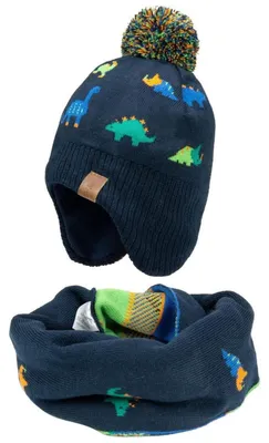 Produktbild von Wintermütze Jungen Mädchen Beanie mit Bommel Größe 51/53/55 cm