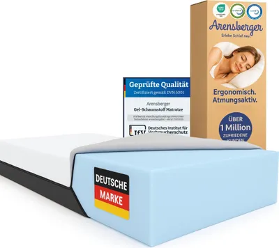 Produktbild von ARENSBERGER SARA  Gelschaum Matratze 100x200 cm – 16 cm NANOCELL® Gel-Schaum – H3 Härtegrad – Atmungsaktiv – Abnehmbarer Bezug 240g/m² – Waschbar bis 60°C – Rollmatratze Komfortmatratze