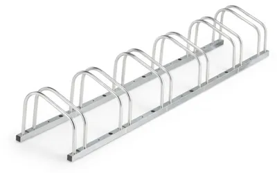 Immagine prodotto di Relaxdays Portabiciclette da terra, per 6 biciclette, larghezza pneumatici fino a 50 mm, metallo, garage, portabiciclette, argento, Immagine generata dall'IA