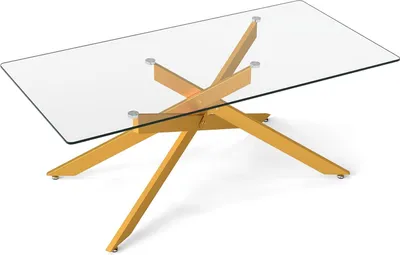 Produktbild von Rechteckiger Couchtisch aus Glas, Gold, 120 x 60 cm