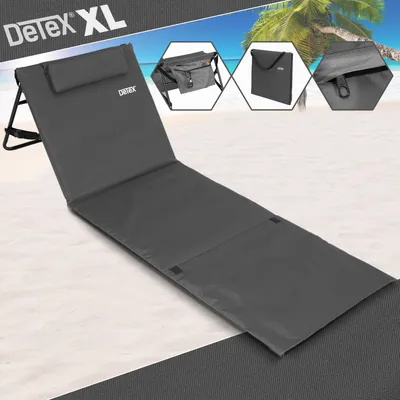 Image de DETEX® Set de 2 Tapis de plage Anthracite 158x56 cm transat rembourré avec dossier pliable natte de plage transportable extérieur