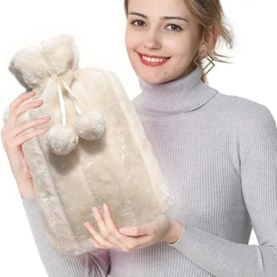 Productafbeelding van Famanu warmwaterfles 2 liter met zachte hoes - Beige