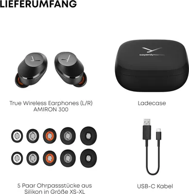 Produktbild von Beyerdynamic AMIRON 300 TWS black, Kabellos, Musik, 20 - 40000 Hz, Kopfhörer, Schwarz