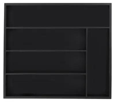 Bestekbak mit 5 Fächern, Bambus, Schwarz, 5x34x30 cm