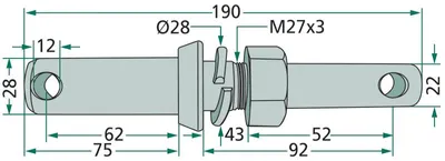 Obrázok produktu pre Čap spodného závesu kat. 2/1 priemer 28/22 mm dĺžka 190 mm 00039