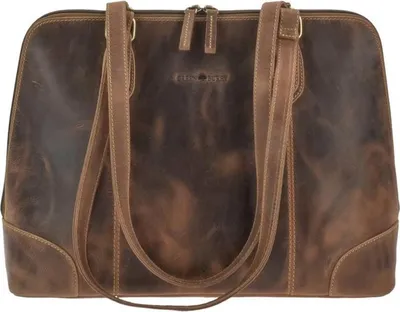 Produktbild von Shopper Leder 37x27cm "Vintage" Schultertasche Damen antikbraun Greenburry