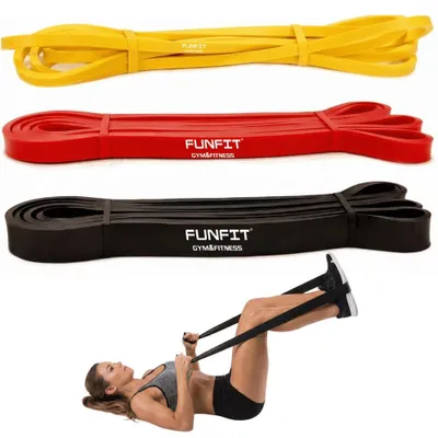 Zdjęcie produktu dla Taśmy oporowe do ćwiczeń FUNFIT GYM&FITNESS zestaw 3 szt. gumy fitness taśma sportowa do jogi pilatesu rozciągania rehabilitacji
