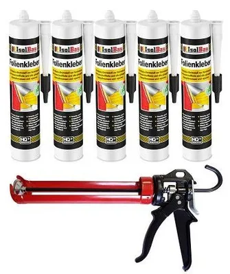 Folienkleber 5 x Dichtkleber + Premium Auspresspistole Dampfbremse Dampfsperre
