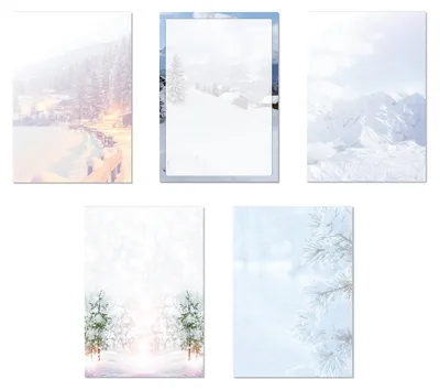 Produktbild von 5 x 5 Blatt Motivpapier Briefpapier Mix DIN A4 verschneite winterlich weihnachtliche Natur-Landschaften (Winter-5245)