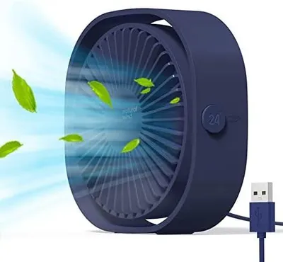 Produktbild von Simpeak Mini-USB-Schreibtischventilator, kühlend, leise, tragbar, nur USB-betrieben (ohne Batterie), 3 Geschwindigkeitsstufen, 360° verstellbar, drehbar, für Zuhause und Reisen, Dunkelblau